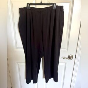 Woman Within Plus Size 28W Petite Black Elastic Waist Soft Wide-Leg Knit Pants